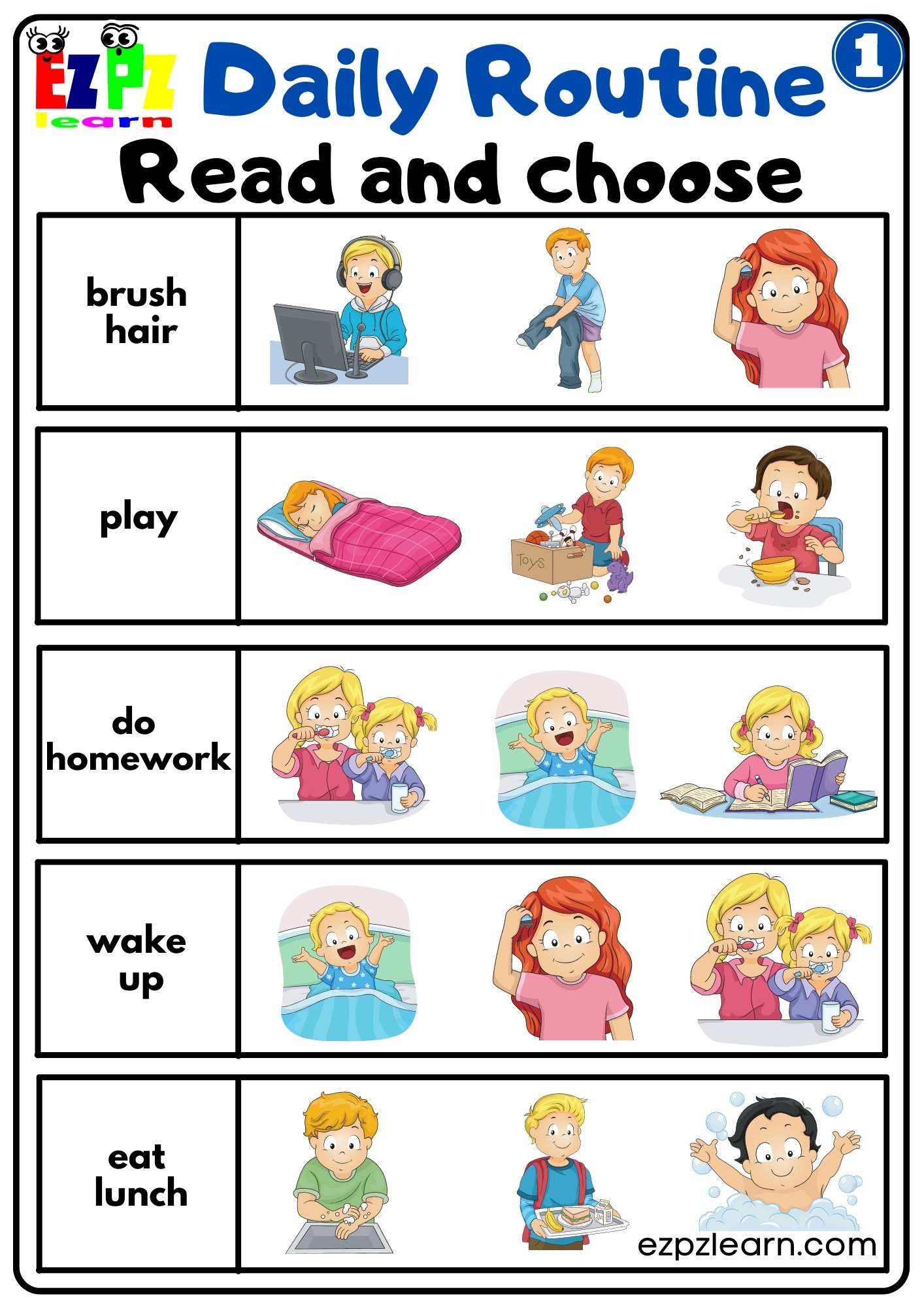 my daily routine homework
